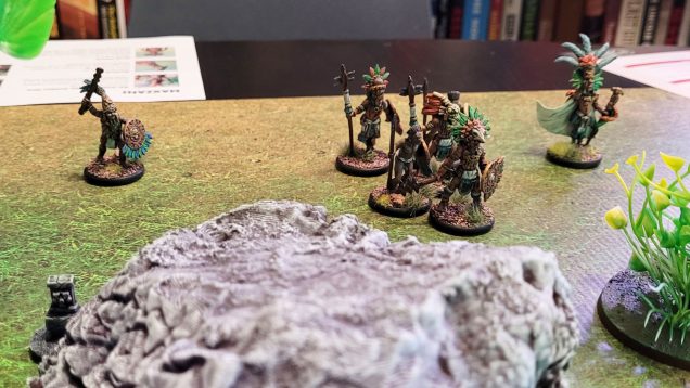 A tribe of Aztecs (Savage Core Maxzans), ready to defend their territory.