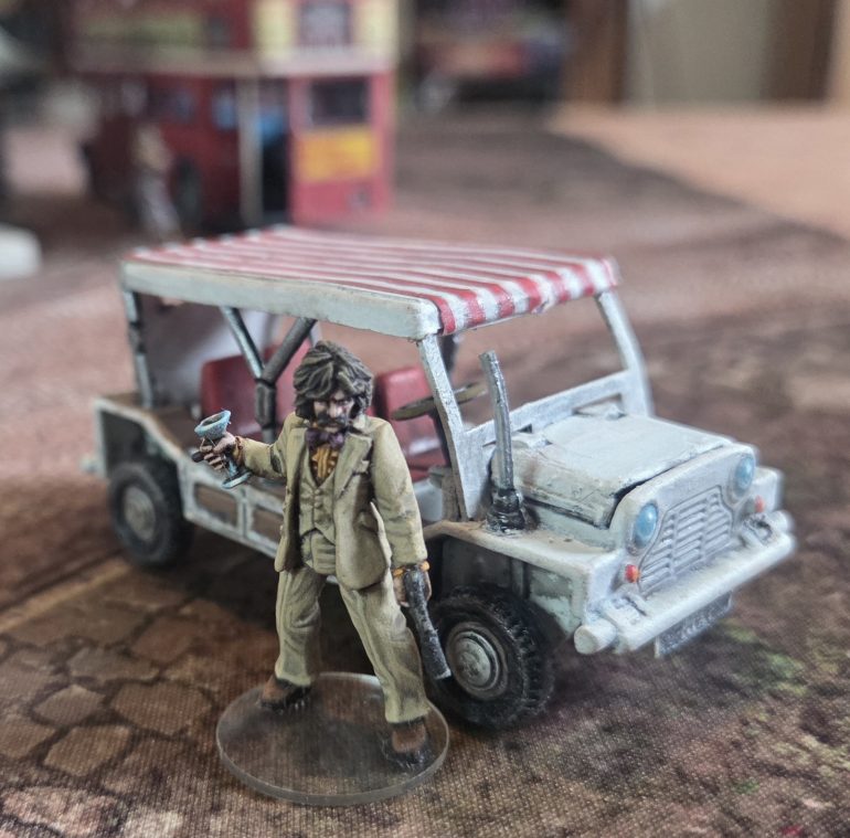 A Dinky Prisoner Mini Moke (reproduction) repainted. Please see following post for a breakdown of how I do this.