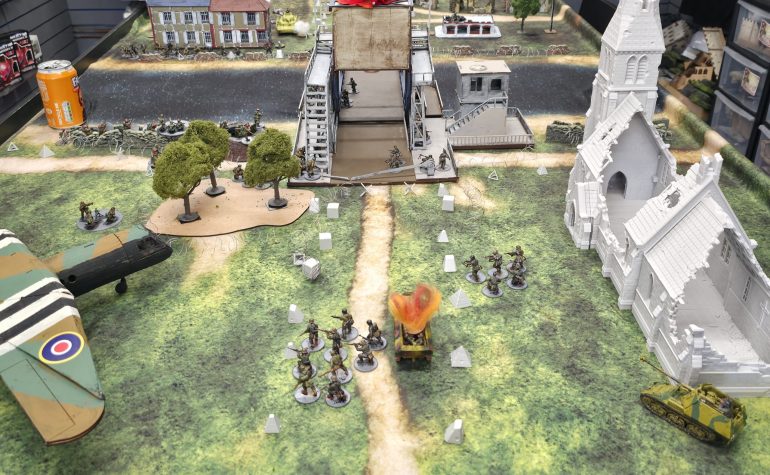 German armour supports the German reinforcements advance, commandos and ox and bucks press the bridge