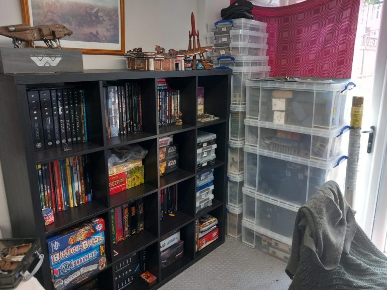 Opposite i have more room now for boxed games and I like that I gave toom on top for more spacious scenery pieces like my red rocket service starion