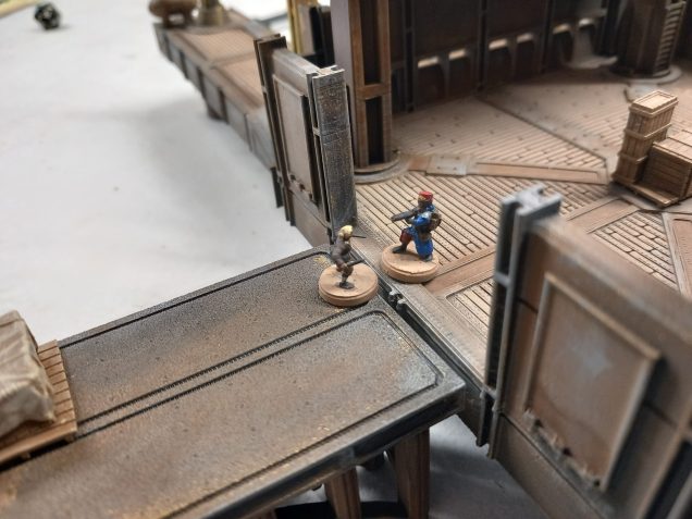 The blades lady falls on the soldier and strikes him down. With no one to shop them the crew head to the shuttle 