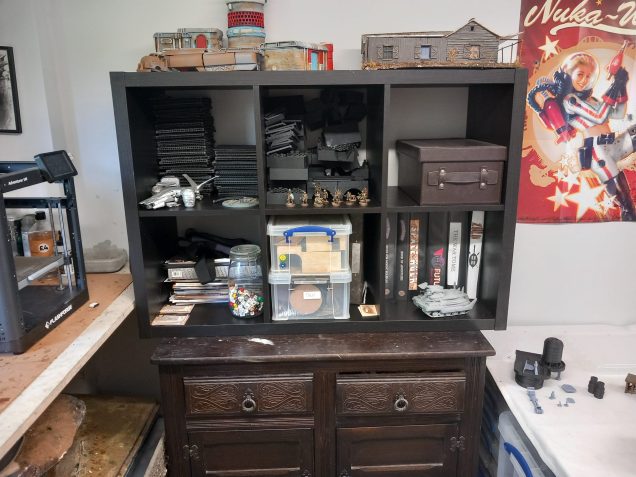 On the otherside of my fold out gaming table is an old dresser which I was too sentimental go throw out just yet so is a bit dwarfed by what's sitting on top 