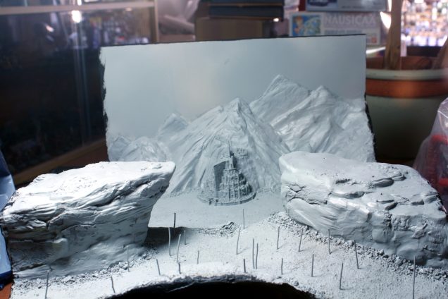 Preparing to add colour by giving the scene a good undercoat.