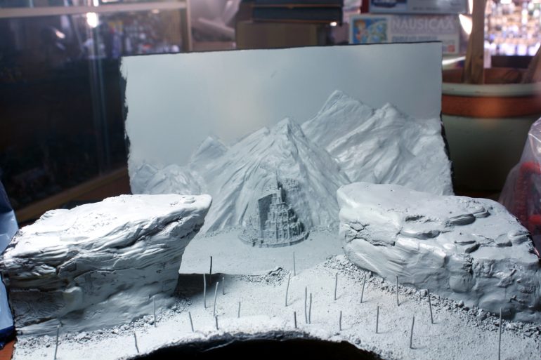 Preparing to add colour by giving the scene a good undercoat.