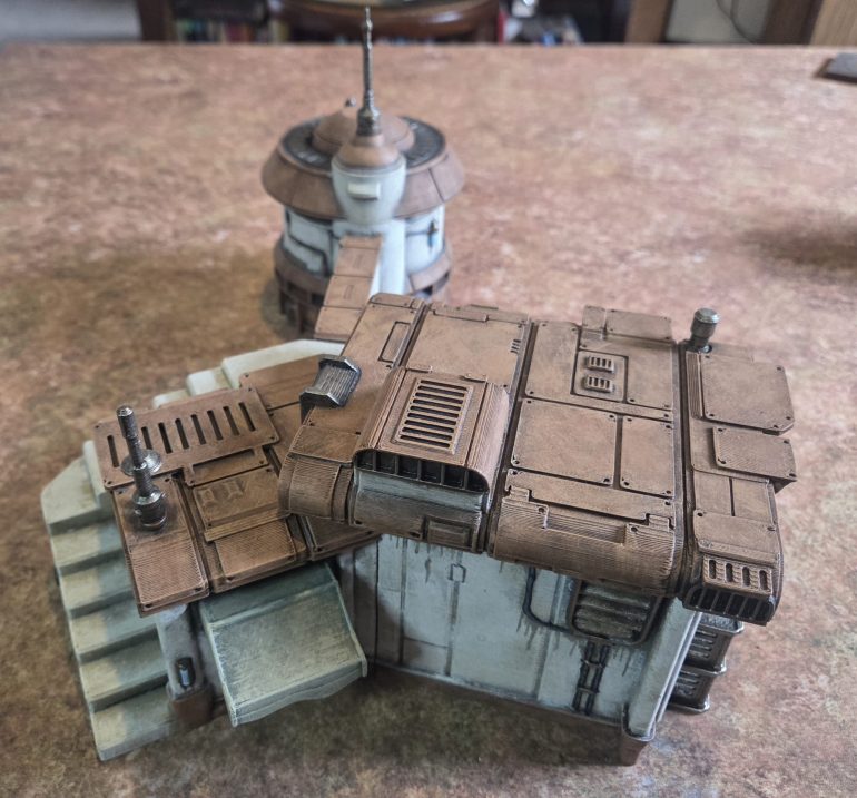 The roof was drybrushed AK WW1 French Brown upthrough to Army Painter Barnarian Flesh. 