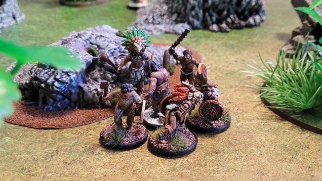 A neanderthal hero finds himself surrounded by enemy warriors.