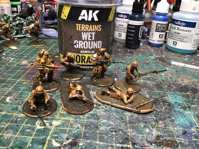 Using ak terrain wet ground to simulate the ground in pacific locations. Ones on the left dry, while the right is just applied