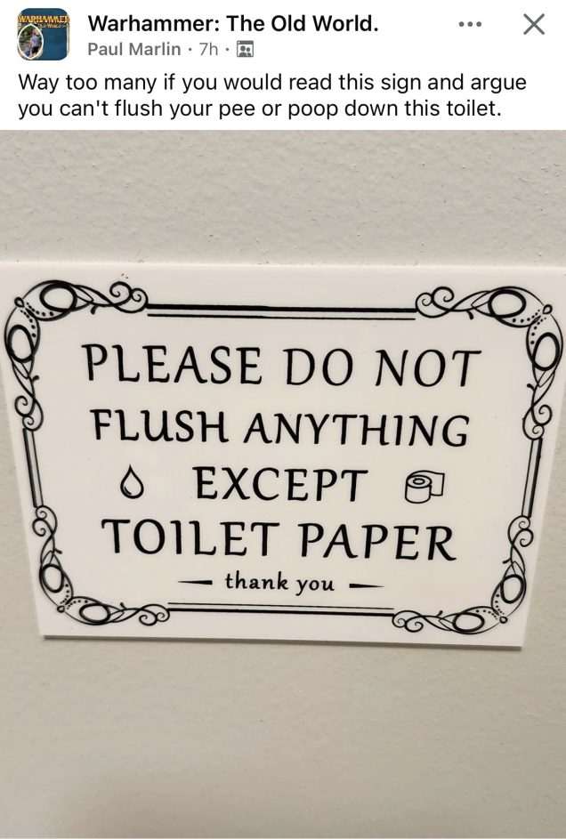 This sums up the difference between competitive players and proper players for me. Which side of the argument would suggest that ‘rules as written’ means wee and poo don’t have to be flushed? Need we ask?