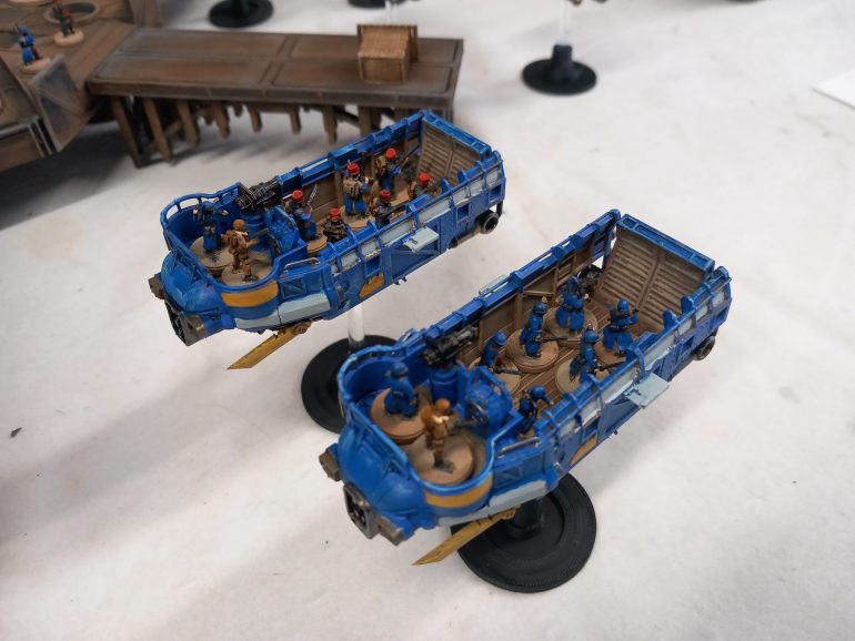 Trucks and landing barges