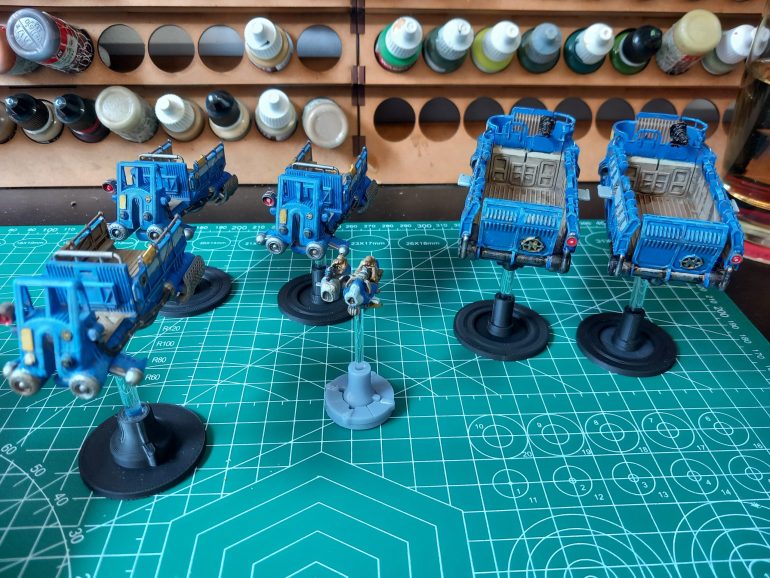 Finishing my company vehicles for the starter missions I have a small fleet of trucks and a couple of troop carriers