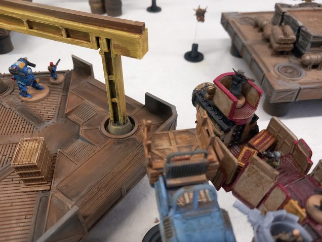 Out of no where the rest of the pirate fleet enters the area boarding a civilian truck while under fire from troops on the dock