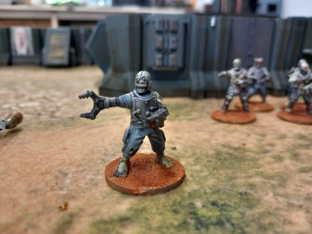Cyborg character who in five parsecs can bolster your enemies. The book says he has a power claw and I felt the plastic kits do the job