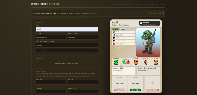 Character maker card generator now complete and layout done. The art will be cleaned up later. 