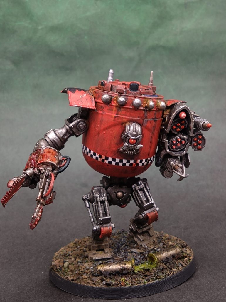 I could have done more. I think maybe he should have had the same tusk type look that's in keeping with the GW minis, but the snipped up Wardog face allowing me to make fangs into tusks looks right to me.