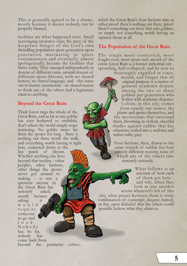 Early pages from Lore section of the rulebook (not final layout)