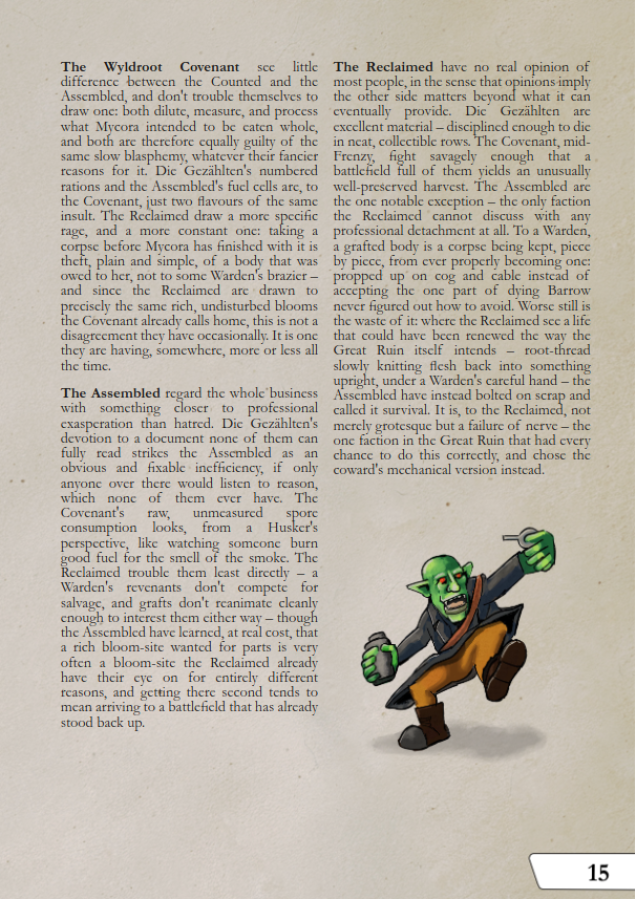 Early pages from Lore section of the rulebook (not final layout)