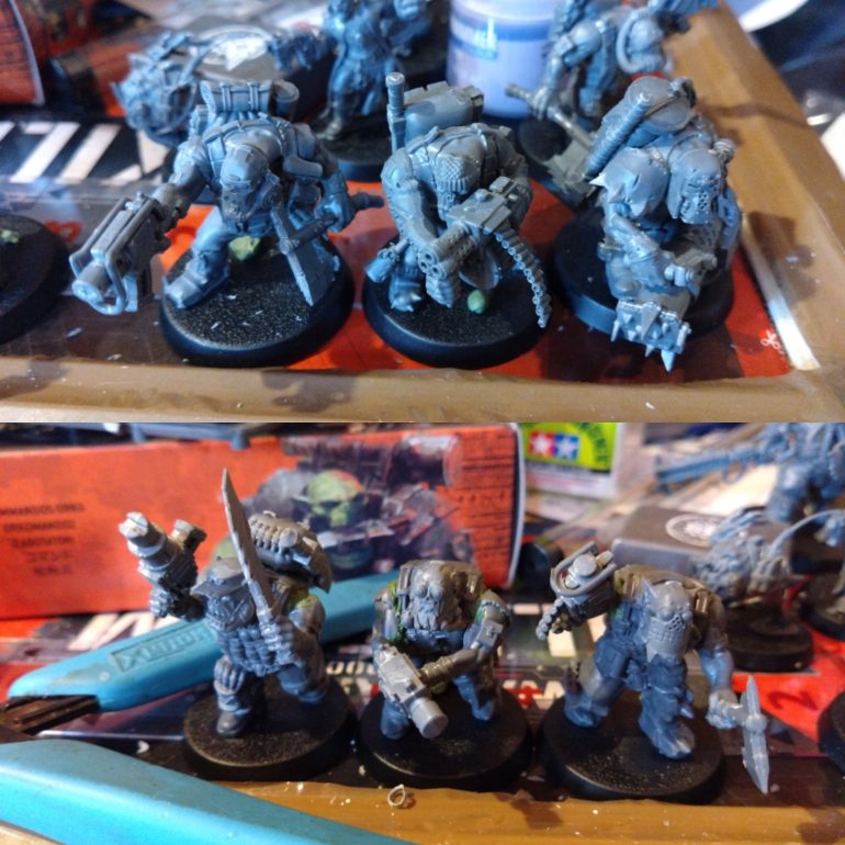The only GW parts (top) and the Mantic Games bodies and GW heads and arms (bottom) seem to mix in neatly so far. 