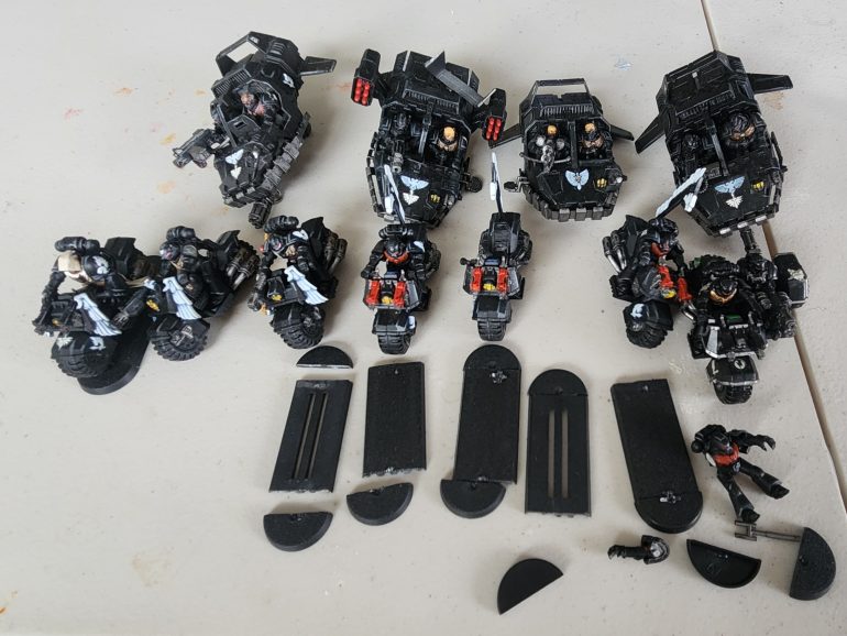 Starting with this pile... once my usual Ravenwing Detachment, now best up and tired from years of play and moving house. 