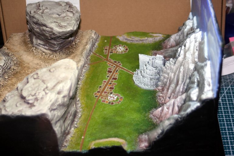 Painted up the base colours for the middle-ground.  