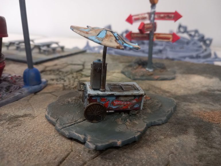 Refreshment stands. One has nuka cola designs on the side