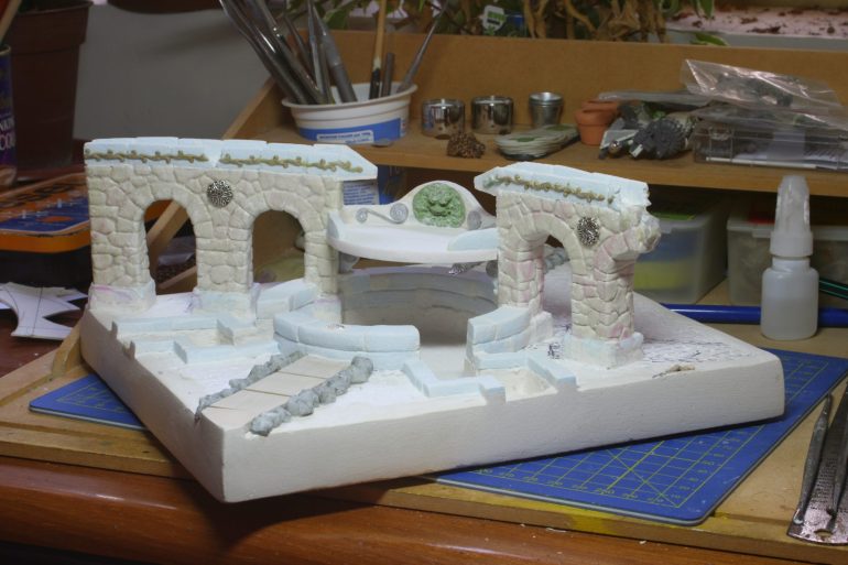 The structure is in place and covered with DAS and tissue as well as several ornaments.