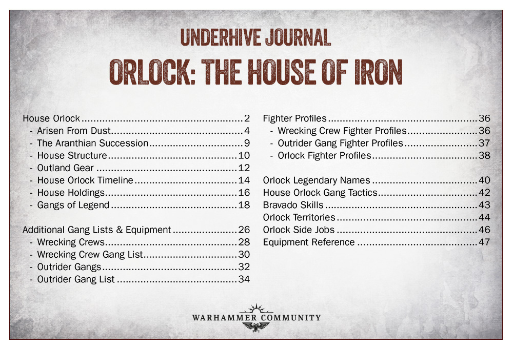 Orlock The House of Iron - Contents - Necromunda