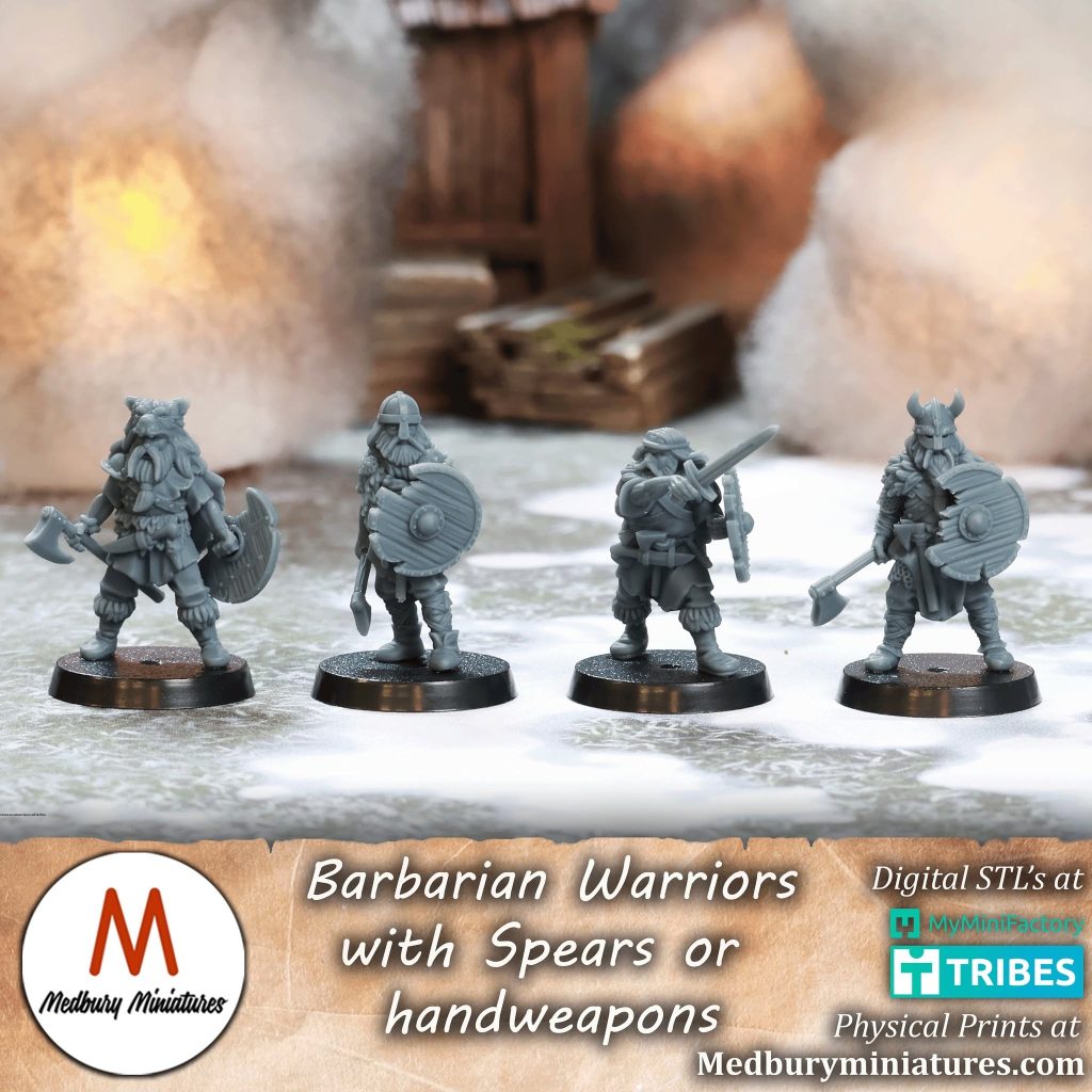 Barbarian Warriors with Hand Weapons - Medbury Miniatures