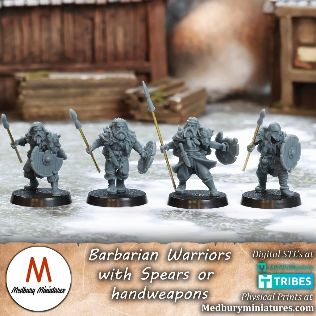 Barbarian Warriors with Spears - Medbury Miniatures