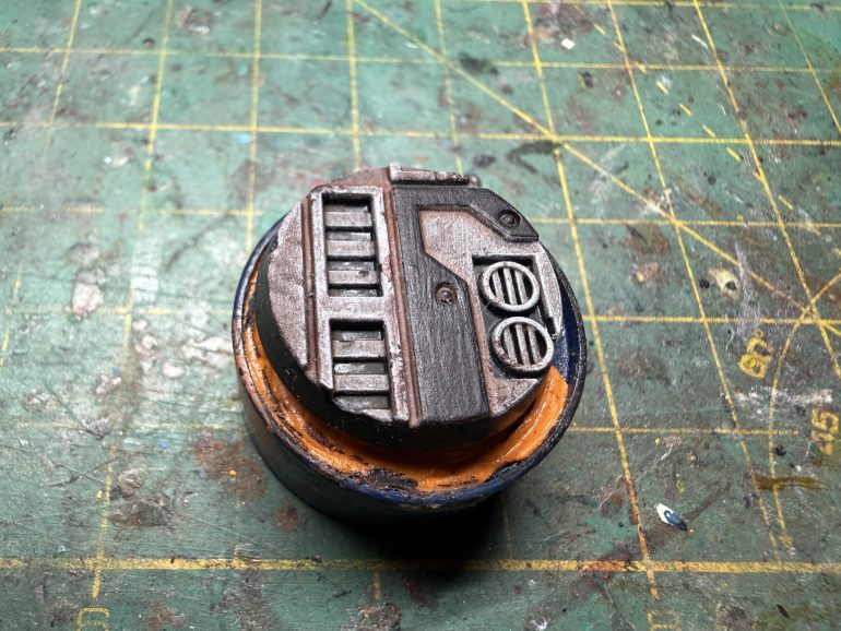 Paint the area black where you want the hazard stripes to be .