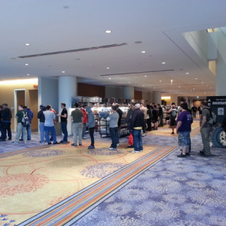 Gamers lined up to enter the Vendor Hall