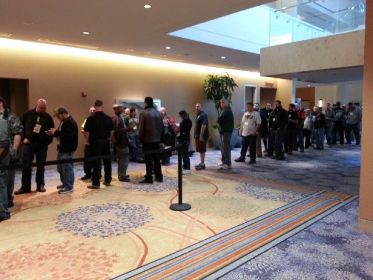 Gamers lined up to enter the Vendor Hall