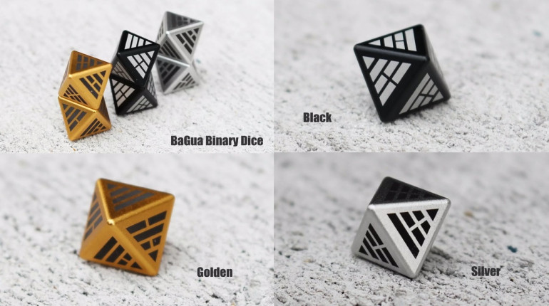 BaGua dice comeback: Collectable metal binary dice 