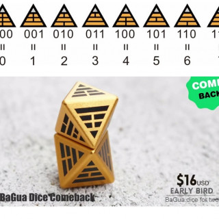 BaGua dice comeback: Collectable metal binary dice 