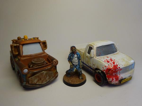 walker and cars