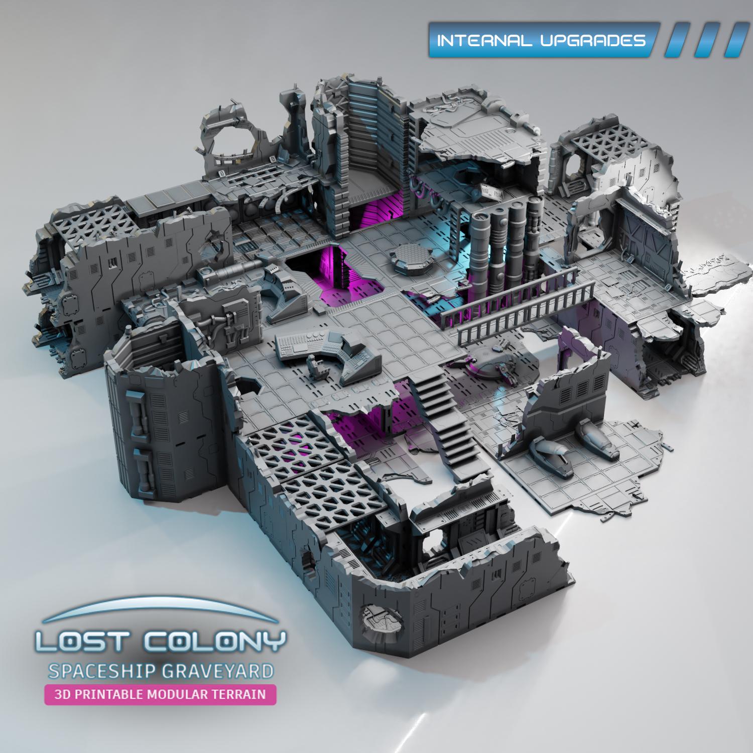 Lost Colony: Spaceship Graveyard - Internals Basics STL - Saucermen Studios